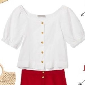 Everlane White Linen Puff Sleeve Top Size 8